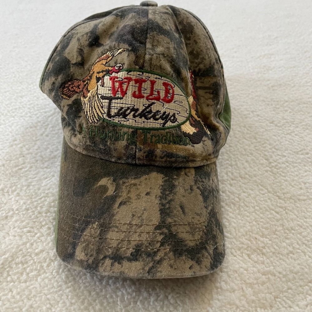 Wild Turkeys Mens One Size Hat Camo A Hunting Tradition Embroidered Cap